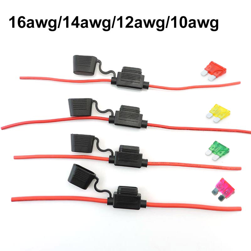 Portafusibile automatico mini piccolo medio impermeabile 16/14/12/10AWG cavo per fusibile per lama per auto 10A 20A 30A 50A presa di corrente per fusibile