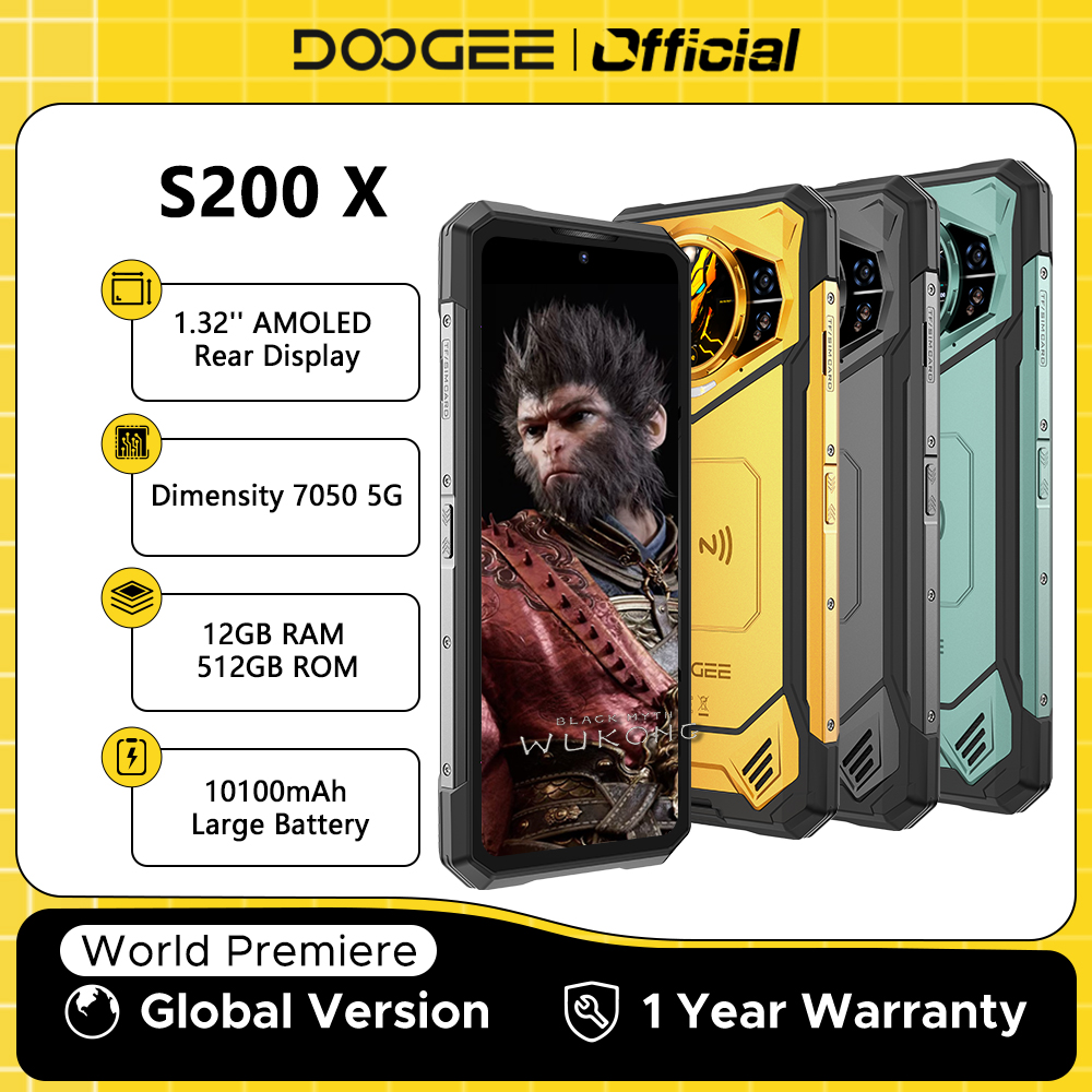 Versión Global DOOGEE S200 X 5G Teléfono Robusto MTK Dimensity 7050 12GB RAM 512GB ROM AI Triple cámara 6,72” FHD+ 120Hz 10100mAh