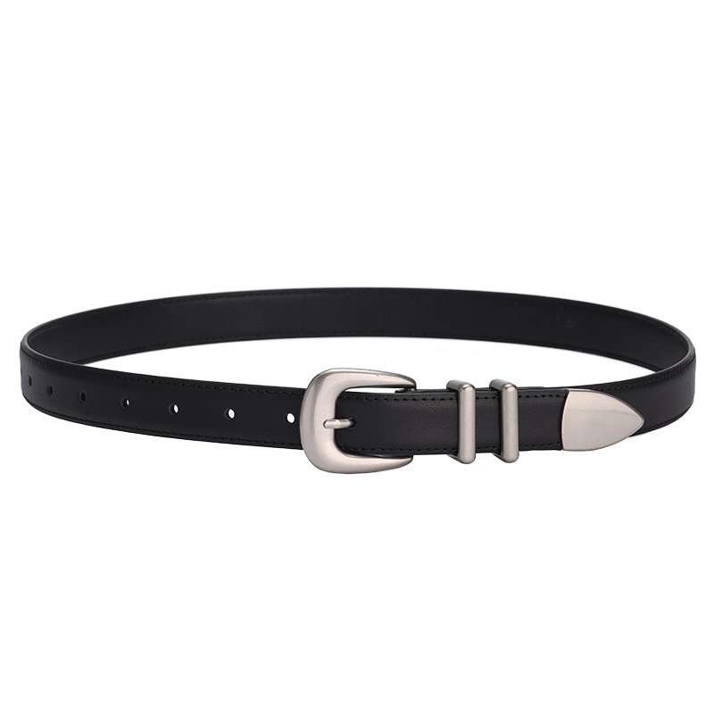 Maikun-Ceinture en cuir vintage pour femme, simple, tout assressenti, argent, strucdécoratif, nouveau