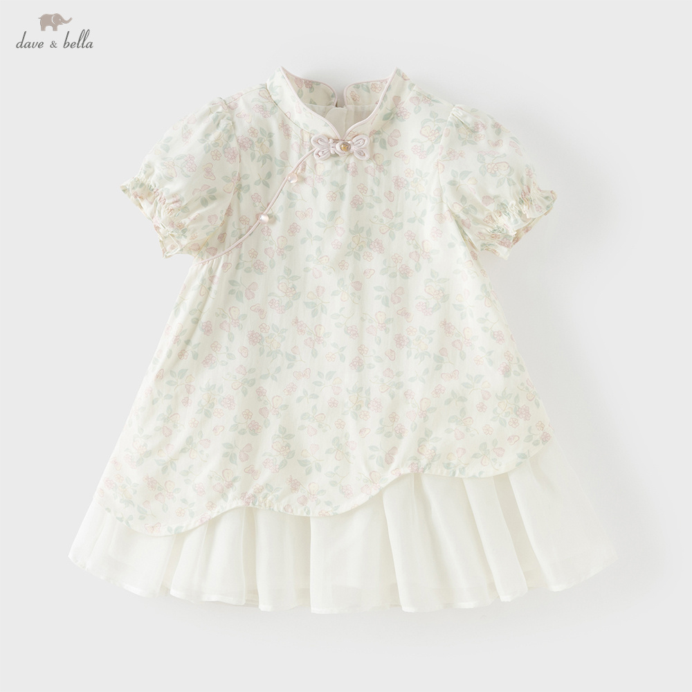 Abiti in Rete per Bambine Dave Bella, Vestito Estivo Dolce per Bambini, Abbigliamento Elegante e Fresco per Feste, Moda Casual con Stampa Floreale DB2262102