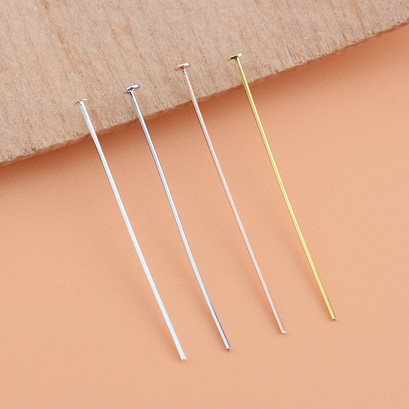 10 Uds. De Pin de cabeza plana de Plata de Ley 925, fabricante de joyas, accesorios para colgantes de cuentas hechos a mano