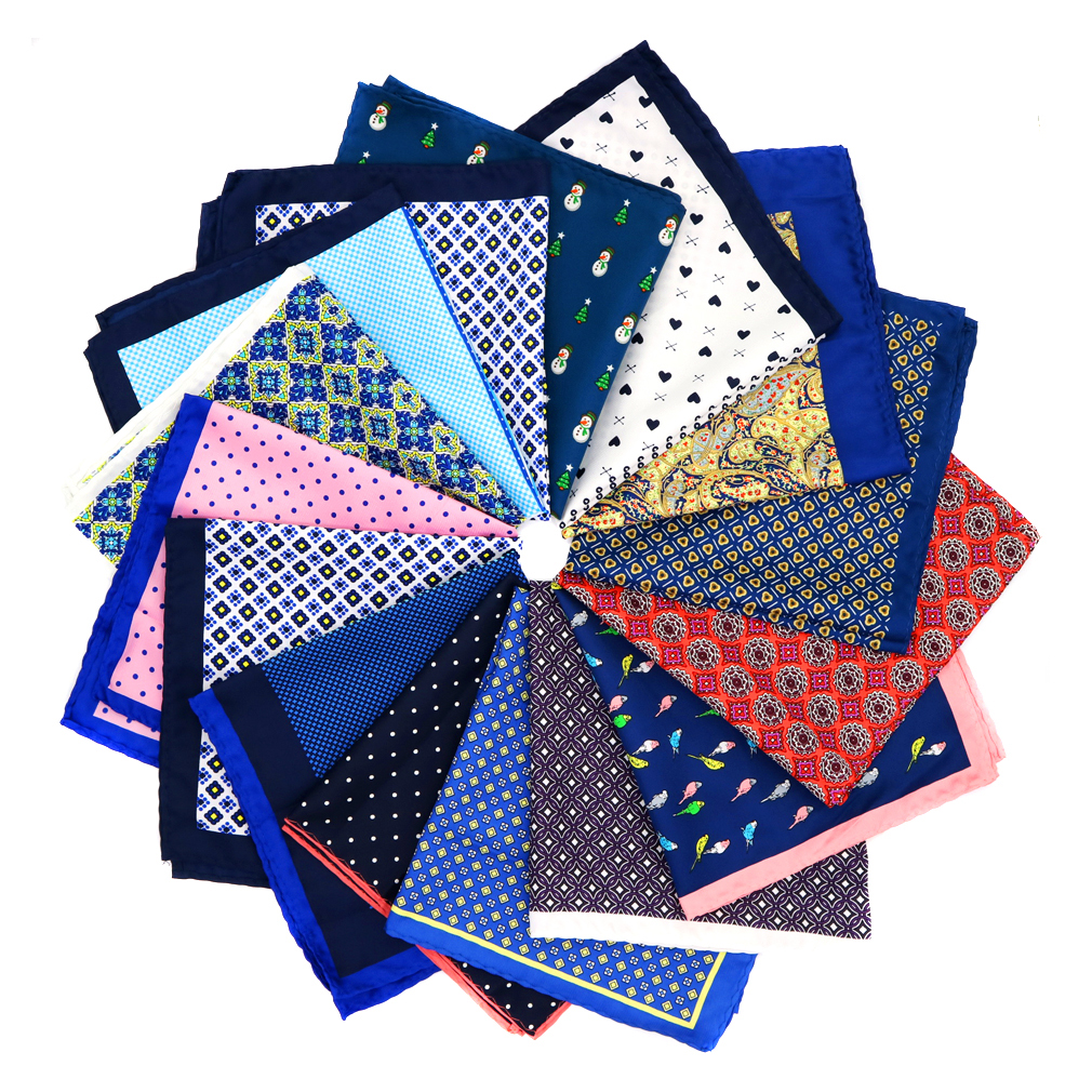 Wholesale 15 Piecess Men's Pocket Squares 12.5In Large Silky Floral Pocket Square For Men Women Handkerchiefs Set Assorted