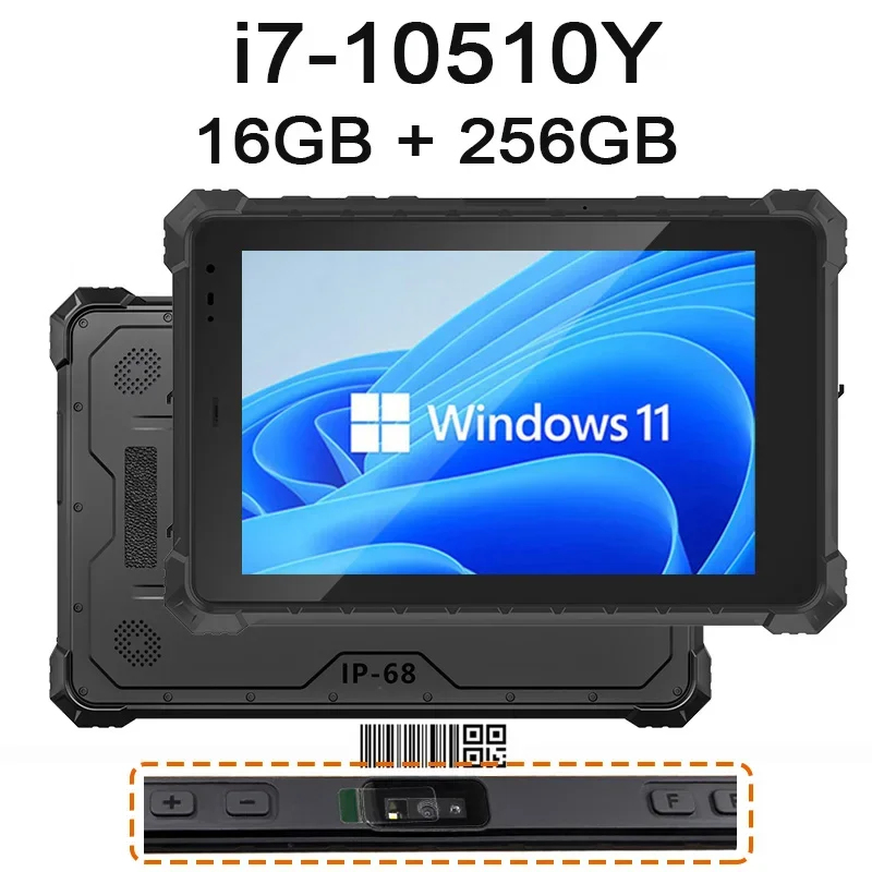 10インチ堅牢型Windowsタブレット i7-10510Y 16GB+256GB RJ45 RS232 4G LTE HDMI バーコードスキャナー IP68防水 産業用PC