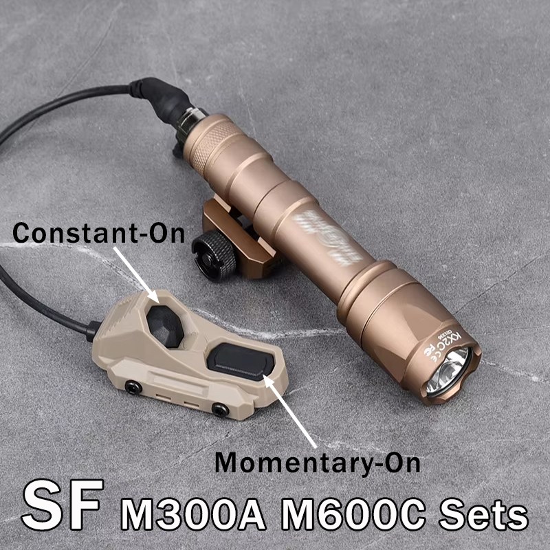 Latarka Surefire PEQ15 M300/M600 z pilotem zdalnego sterowania AXON z podwójną funkcją i przełącznikiem ciśnieniowym do szyny 20mm, do polowań, taktyczna, do airsoftu.
