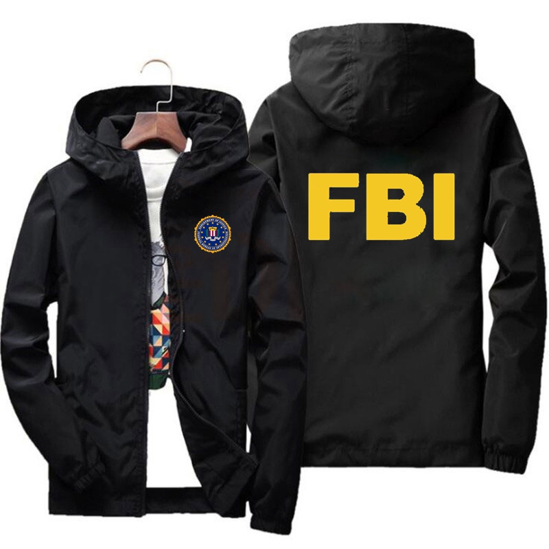 Gráfico fbi design masculino/feminino jaqueta 2023 primavera e outono impresso moda jaqueta fina polícia dos eua bombardeiro jaquetas