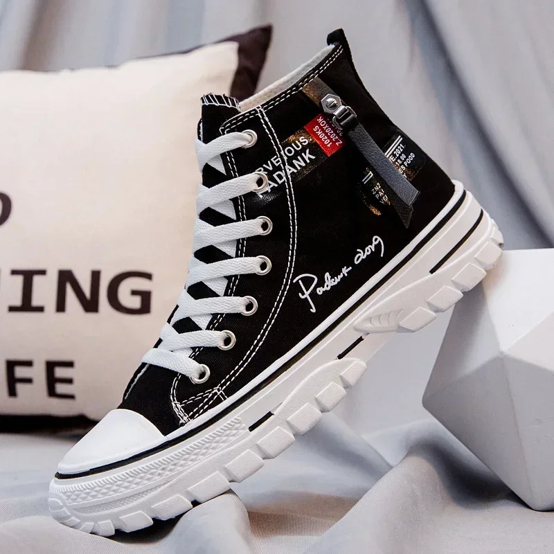 Tenis Masculino Männer Schuhe Vulkanisieren Leinwand Schuhe High Top Sneakers Casual Atmungsaktive Plattform Schuhe Mann Trainer Chunky Turnschuhe