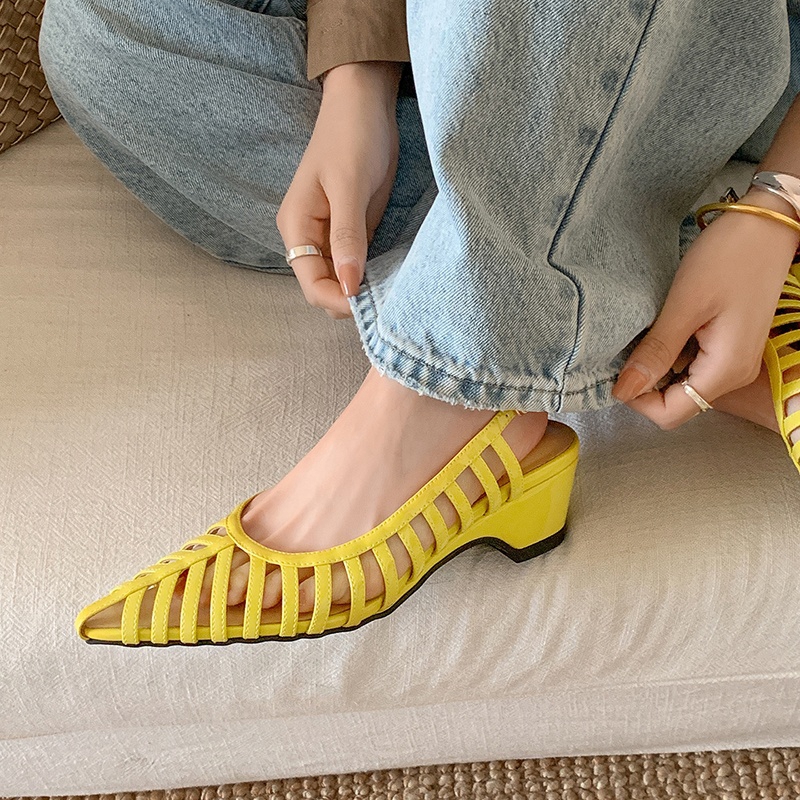 Sandalias de cuña estilo coreano para mujer, con punta cerrada y sin cordones, de charol transpirable, informales, tallas 34-40, Colección Verano 2026