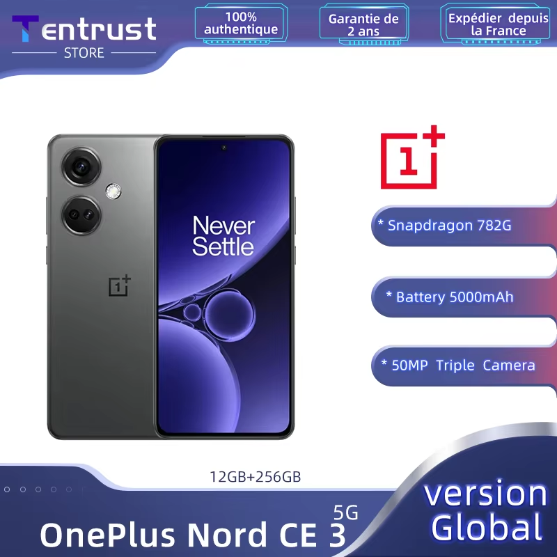 Versione globale OnePlus Nord CE 3 5G Snapdragon 782G 120Hz Fluid AMOLED 80W SUPERVOOC 5000mAh Batteria 50MP IMX890 Fotocamera principale