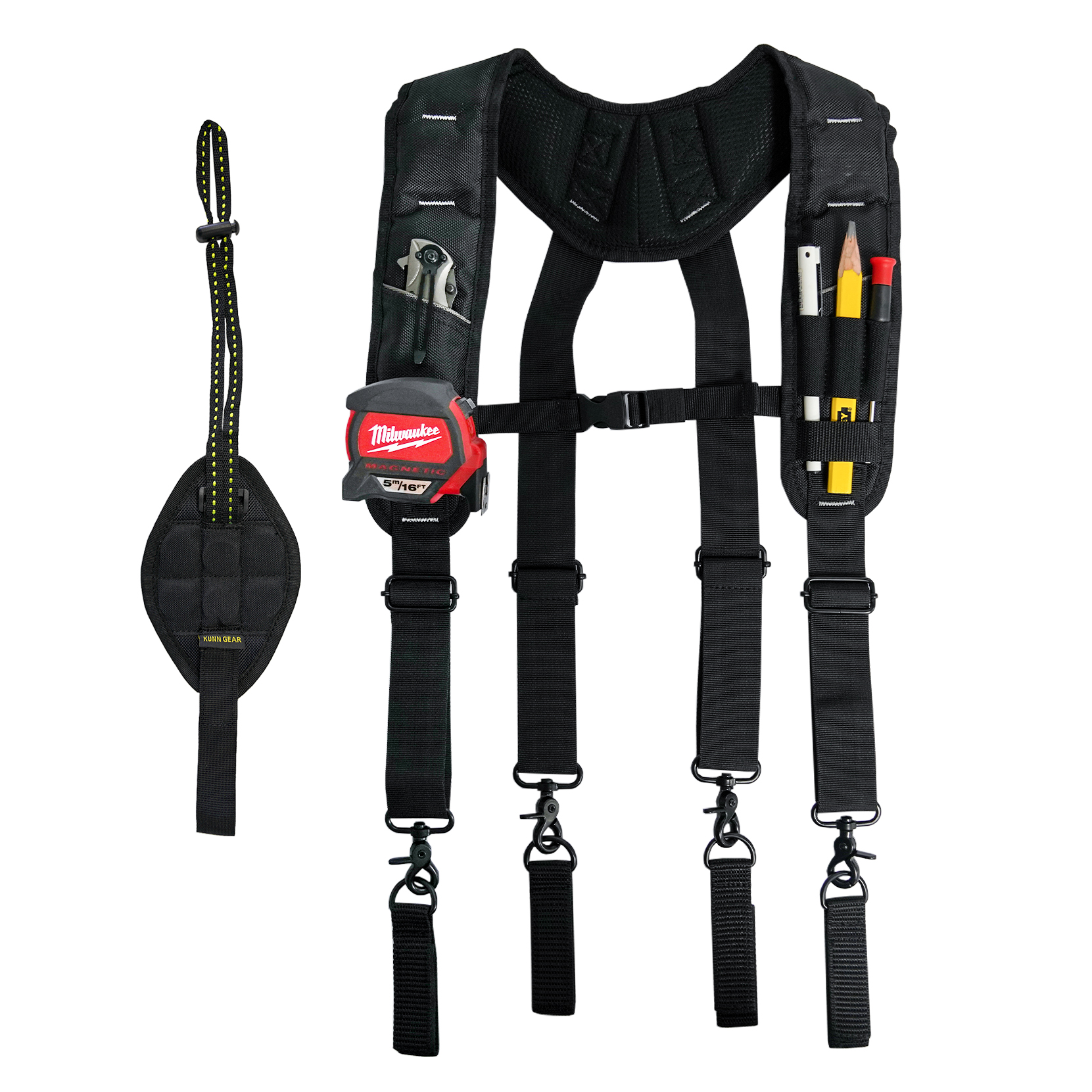 KUNN Tirantes para cinturón de herramientas para hombres con pulsera magnética, tirantes de trabajo resistentes para electricistas de construcción carpintero