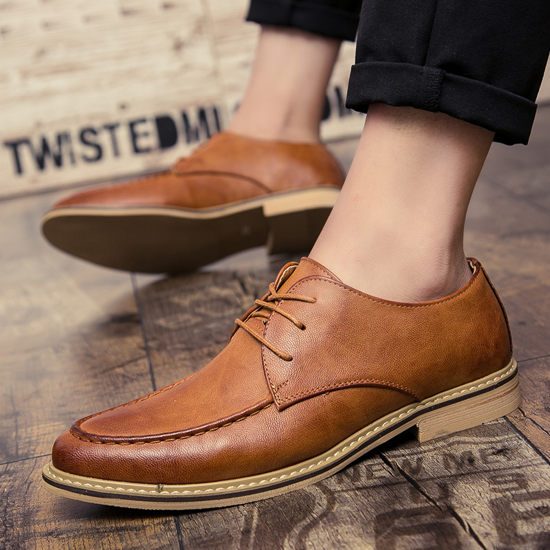 Chaussures Derby en Cuir Décontractées d'Automne pour Homme, à Semelle Souple, Style Britannique Formel, Pointues, pour Mariage et Cérémonie