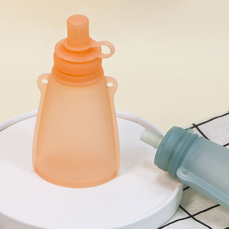 Saco de armazenamento de leite portátil do bebê, saco de comida complementar de silicone recém-nascido, saco de água das crianças, saco de beber dobrável ao ar livre do bebê