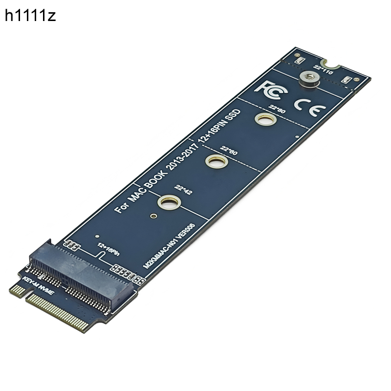 Конвертер SSD для Macbook 2013 2014 2015 2017 A1465 A1466 12 + 6-контактный адаптер SSD в M2 KEY-M NVME Riser Card, размер 22110