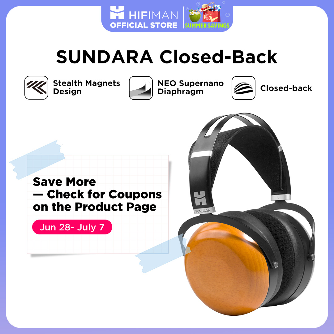 Casque audio Hi-Fi filaire HIFIMAN SUNDARA à conception fermée supra-auriculaire, à aimants planaires, avec aimant discret et écouteurs en bois