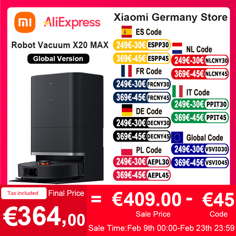 Global Version Xiaomi Robot Vacuum X20 Max Voice Control Automatic Dust Collection Whole House Scan Hair Liquid Cleaning