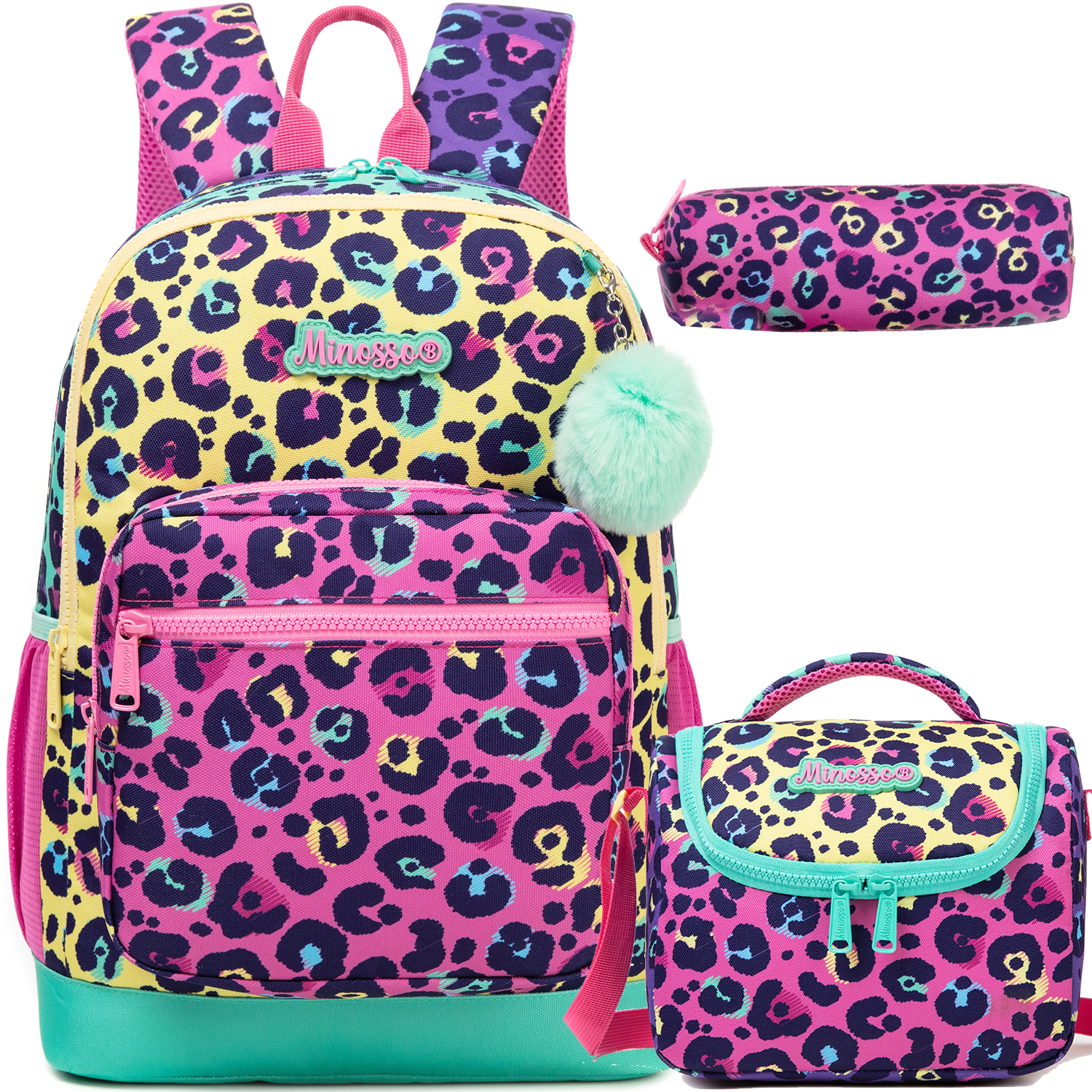 Ransel untuk Anak Perempuan dengan Tas Makan Siang Tempat Pensil Tas Sekolah Set untuk Anak Laki-laki 3pcs untuk Siswa SD Remaja