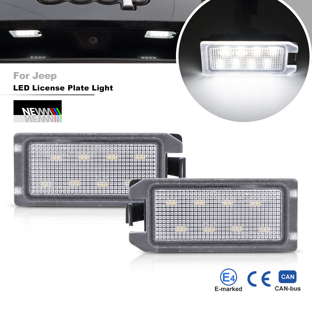 2x weiße Canbus SMD LED Kennzeichenbeleuchtung Lampe für Jeep Grand Cherokee 14-20 Compass Patriot 14-17 für Dodge Viper 13-17 Fiat