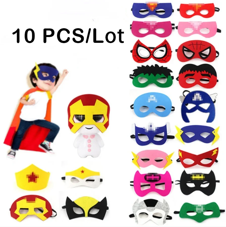10 pçs/lote máscaras de super-heróis de halloween festa de aniversário de natal vestir-se traje cosplay máscara para crianças favor presente mistério