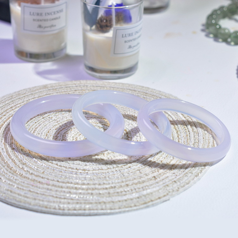 Accesorios de joyería fuente de transmisión en vivo pulsera redonda de Calcedonia pulsera de ágata de lichi Natural transparente de hielo alto