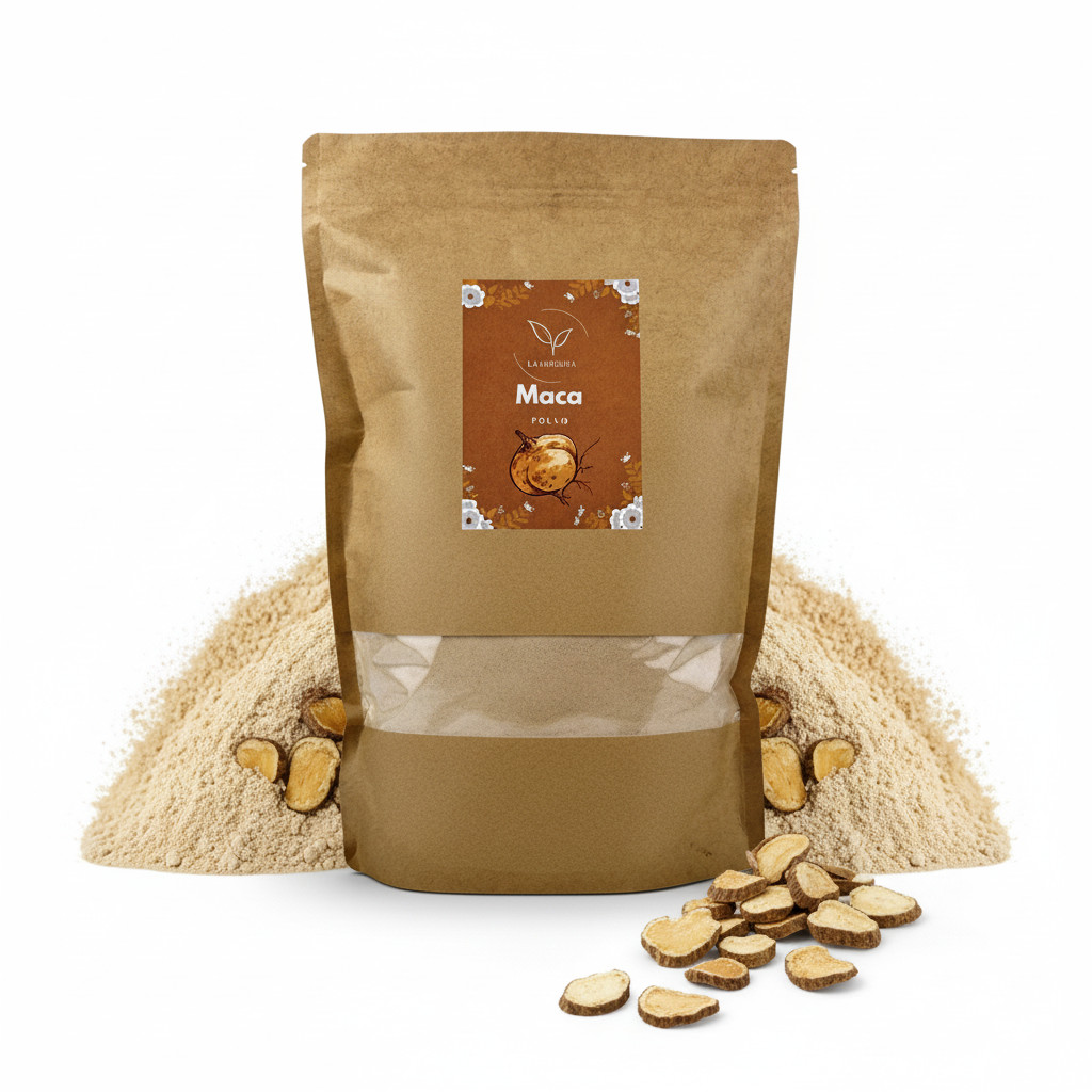 La Herbera |   Maca Lepidium meyenii raíz en polvo, Maca andina, Maca peruana, Ginseng andino |   para infusión, repostería y cocina |   herba a granel |   envasado en España, selección artesanal |   Polvo de Raíz de Maca, Raíz de Maca Molido