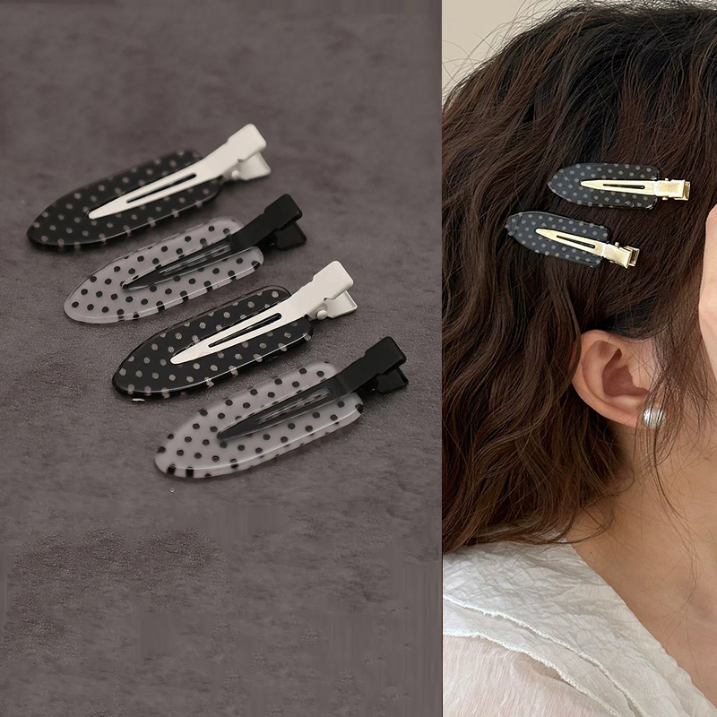 4 pinces à cheveux en acrylique à pois noirs et blancs, maintien sûr, idéales pour le quotidien, barrettes BB, accessoires pour tenues de fête