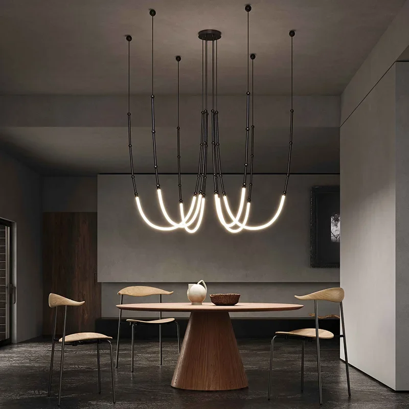 Designerska lampa wisząca LED Nordic Modern Art Line Stylowa lampa wisząca do salonu Jadalnia Home Art Dekoracja Oświetlenie