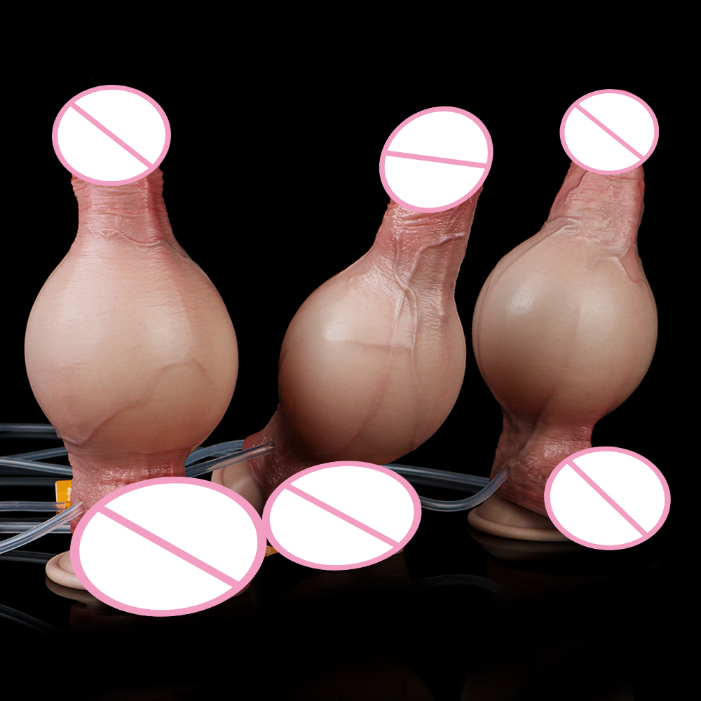 SXXY Ultra เหมือนจริง Inflatable Squirting Dildo ดูดถ้วยผิว Touch ชายหญิง Anal Plug ของเล่นสําหรับผู้ใหญ่ช่องคลอด Anus Plea