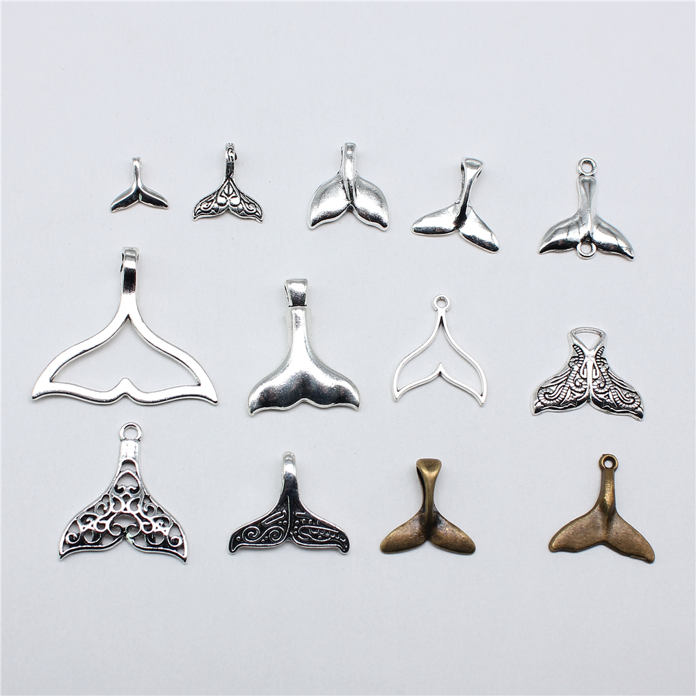 20 piezas dijes de cola de ballena para hacer joyas, colgantes antiguos de Color plata, manualidades DIY, accesorios para hacer joyería tibetana hecha a mano