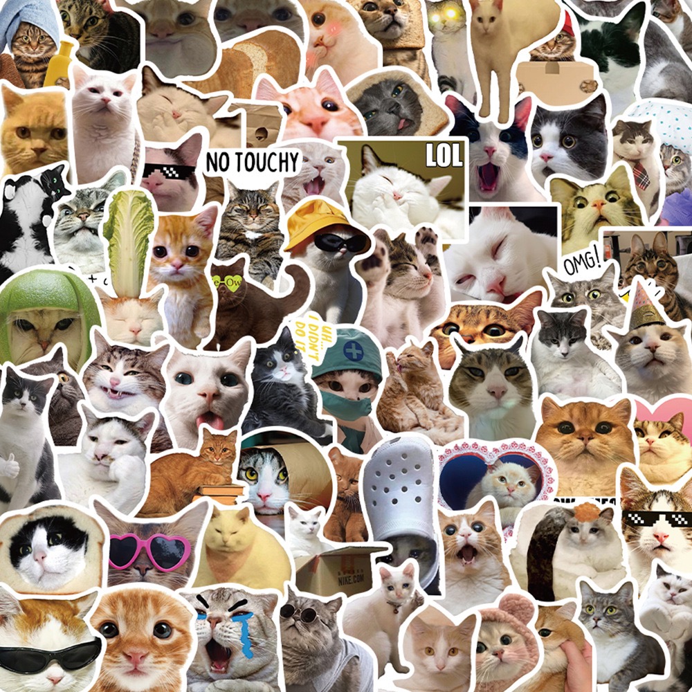 10/50/100 個おかしいかわいい猫ミーム動物ステッカーかわいいデカールスクラップブッキングノートブック荷物ラップトップスケートボードステッカーおもちゃ