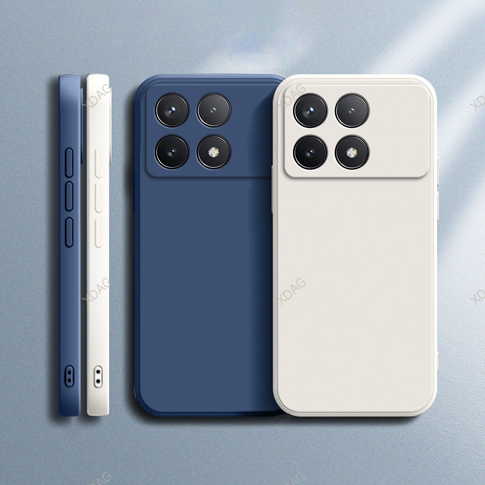เคสซิลิโคนนิ่มเหลวทรงสี่เหลี่ยมของแท้สำหรับ Xiaomi poco F6 Pro F6Pro 5G 6.67 "กรอบด้านหลังปกป้องโทรศัพท์แบบเรียบง่าย