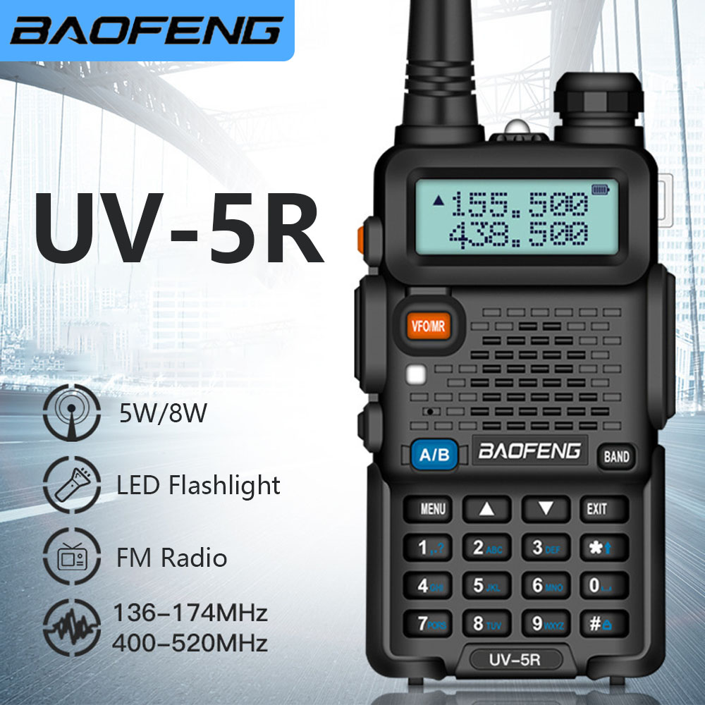BaoFeng UV-5R Walkie Talkie 5W/8W conmutador de Radio bidireccional VHF/UHF 136-174MHz y 400-520MHz receptor de estación juego inalámbrico Ham