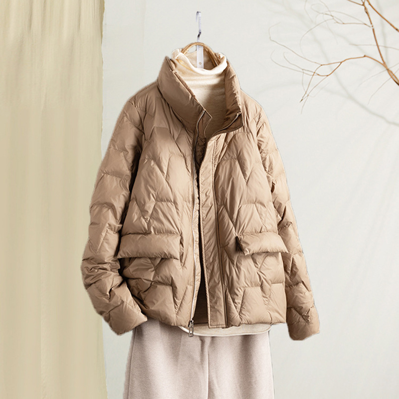Otoño Ultra ligero fino pato abajo abrigo mujeres chaquetas casuales delgadas moda de invierno bolsillo Parkas básicas