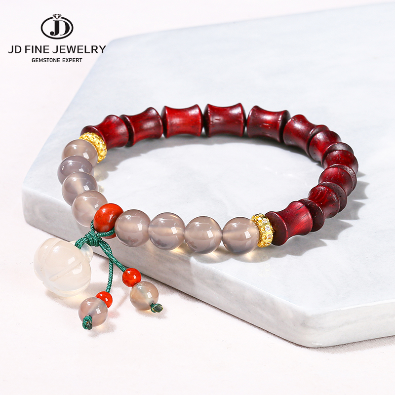 JD Natuurlijke Houten Zwart Sandelhout Bamboe Kraal Pompoen Hanger Armbanden Vrouwen Mannen Vintage Yoga Meditatie Lucky Sieraden Geschenken