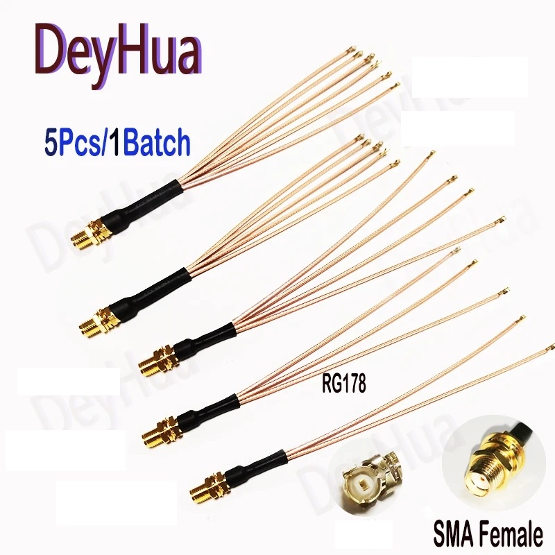 5 szt. Rozdzielacz SMA na 6xU,FL SMA Żeńskie na 2 3 4 5 6 x U.fl UFL1 Żeńskie Kabel RG178 Przedłużacz Anteny WIFI Jumper Pigtail
