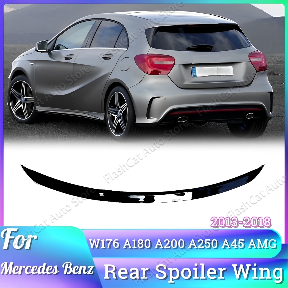 REAR SPOILER EXTENSION WING CAP FOR MERCEDES A CLASS W176 A160 A180 A200 A250 A260 2013-2018 BODY TUNING BLACK CARBON LOOK