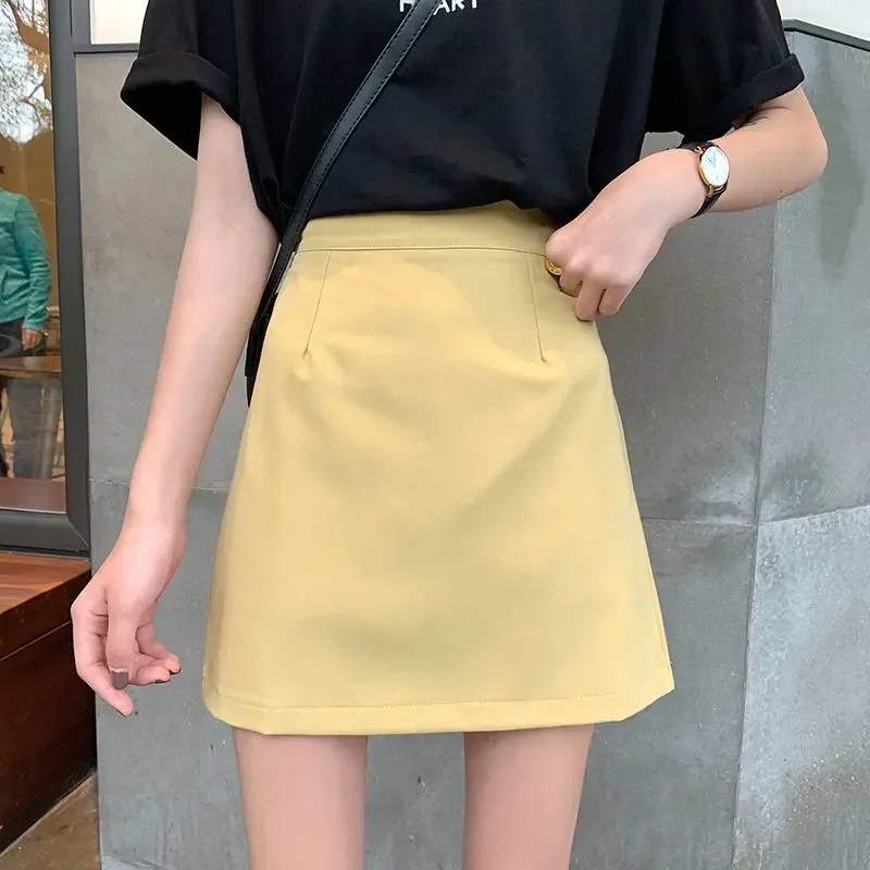 Zomerrok Met Hoge Taille Zwarte Korte Rok A- Line Rok Voor Dames Zomerrokken Mujer Faldas Saias Mulher