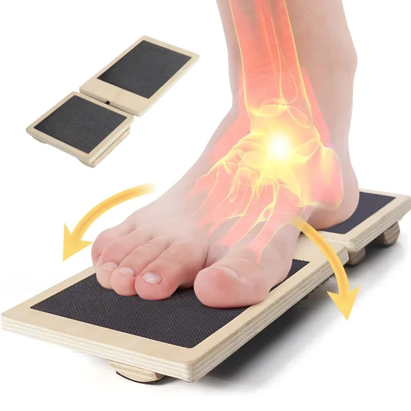 Tavola di Equilibrio Monopiede in Legno Antiscivolo per Esercizi di Rafforzamento Caviglia, Terapia Fisica e Correzione Posturale