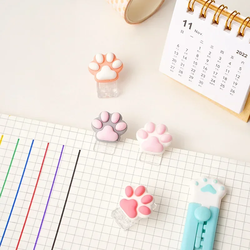 Mini trombone en forme de patte de chat, marque-page, dessin animé mignon, Kawaii, Scrapbook, Journal, papeterie pour étudiant, Clip en acrylique, accessoires de bureau