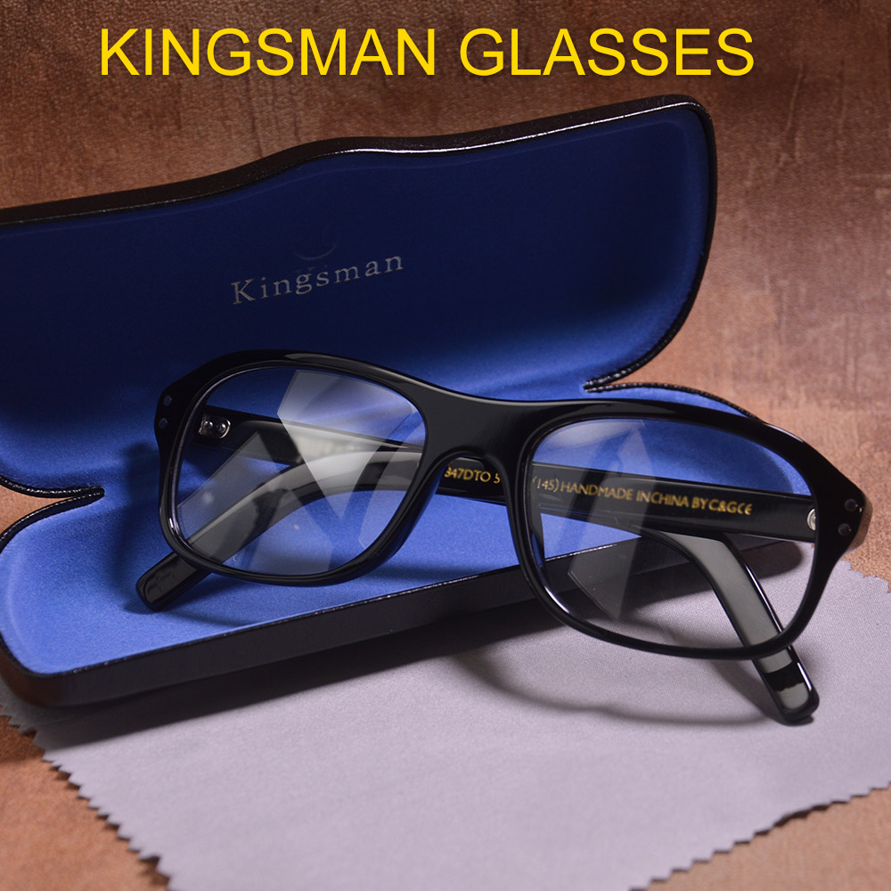 The Kings Man kacamata bingkai kingswab Film Cosplay kacamata Harry Hart Gary Eggsy kacamata Retro persegi panjang asetat