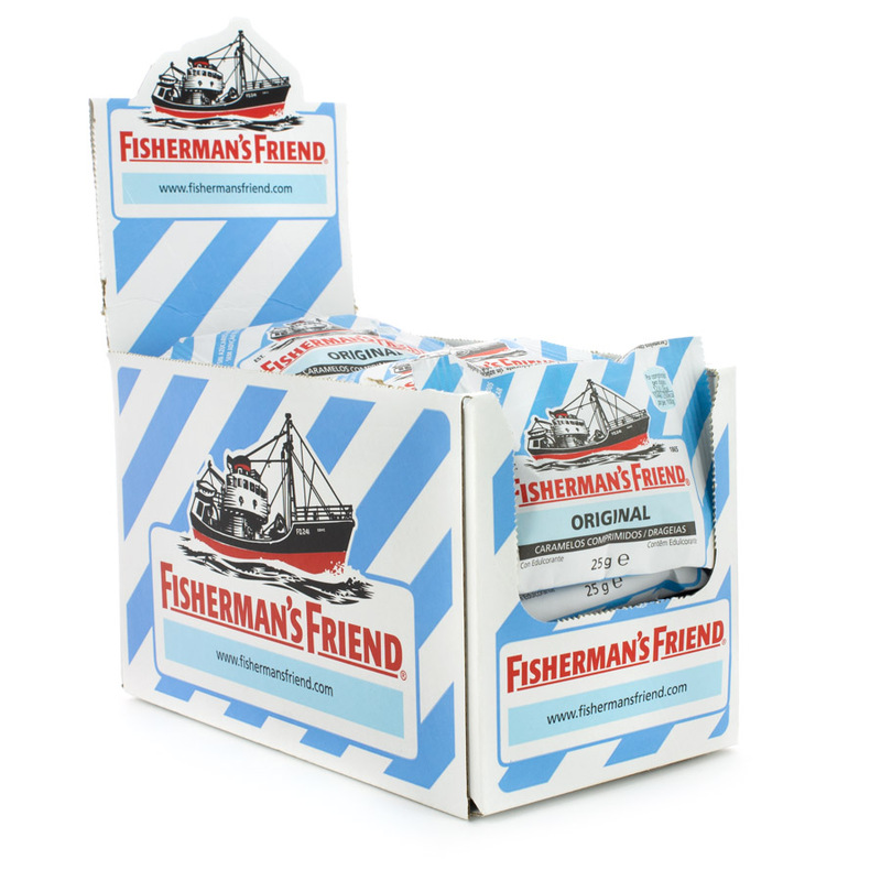 Fisherman's Friend Original, Caramelo Comprimido, com ou sem Açúcar, Sabor Extra Forte, à Base de alcaçuz, eucalipto e mentol, 24 Unidades