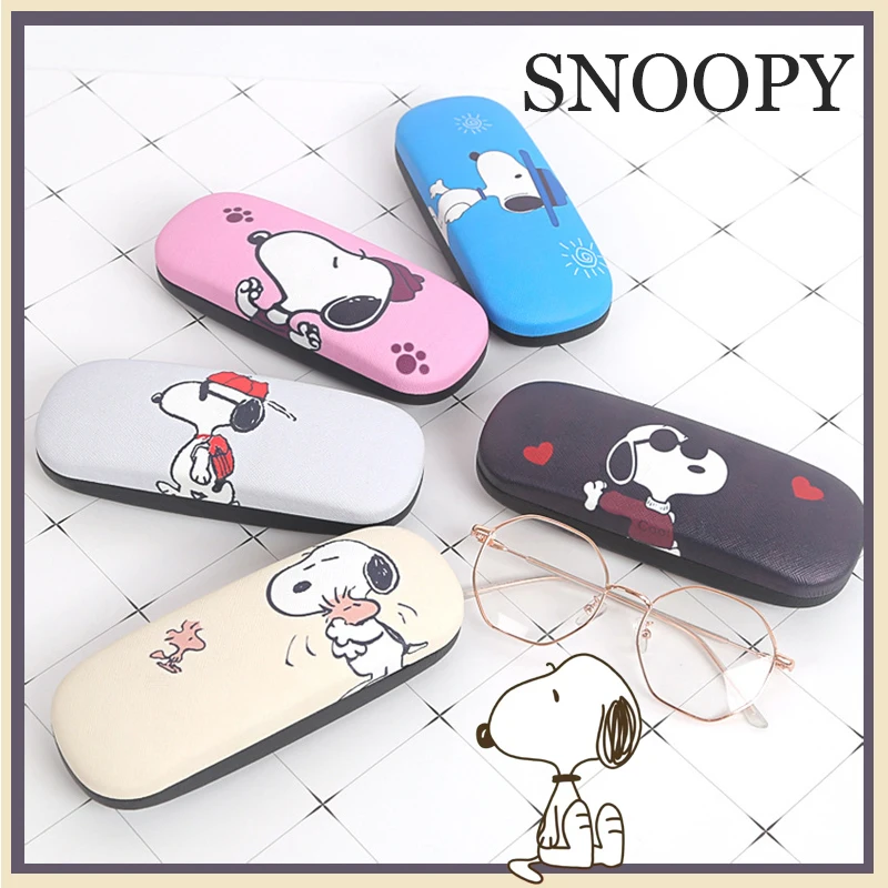 Чехол для очков Snoopy, мультяшный футляр для очков из искусственной кожи, портативный антиэкструзионный ящик для хранения очков, женские дорожные коробки для очков