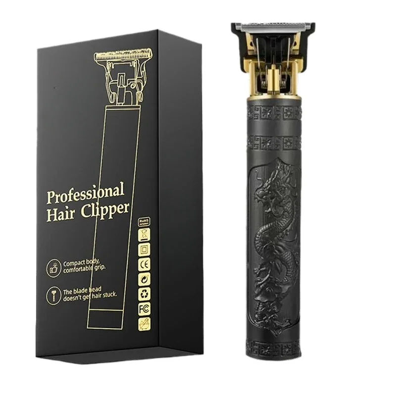 Rasoir de coupe de cheveux pour hommes tondeuse Rechargeable rasoir adulte électrique Vintage tondeuserazor maison USB charge salon de coiffure Dragon noir