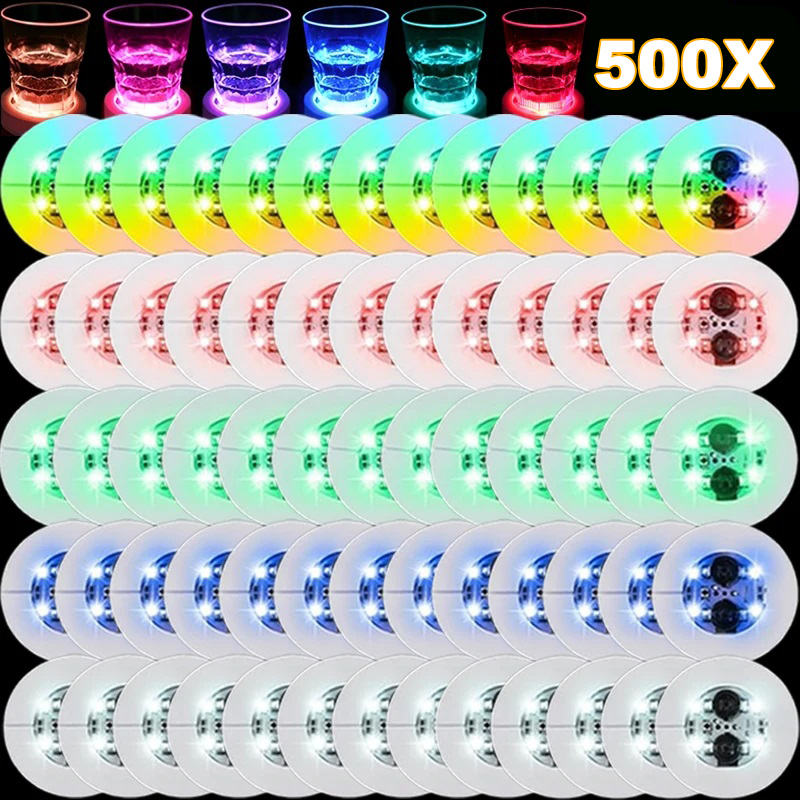 1-300PCS ไฟ LED Coaster สีสันเรืองแสงขวดไวน์สติกเกอร์บาร์งานแต่งงานแสงเรืองแสงขวดไวน์สติกเกอร์