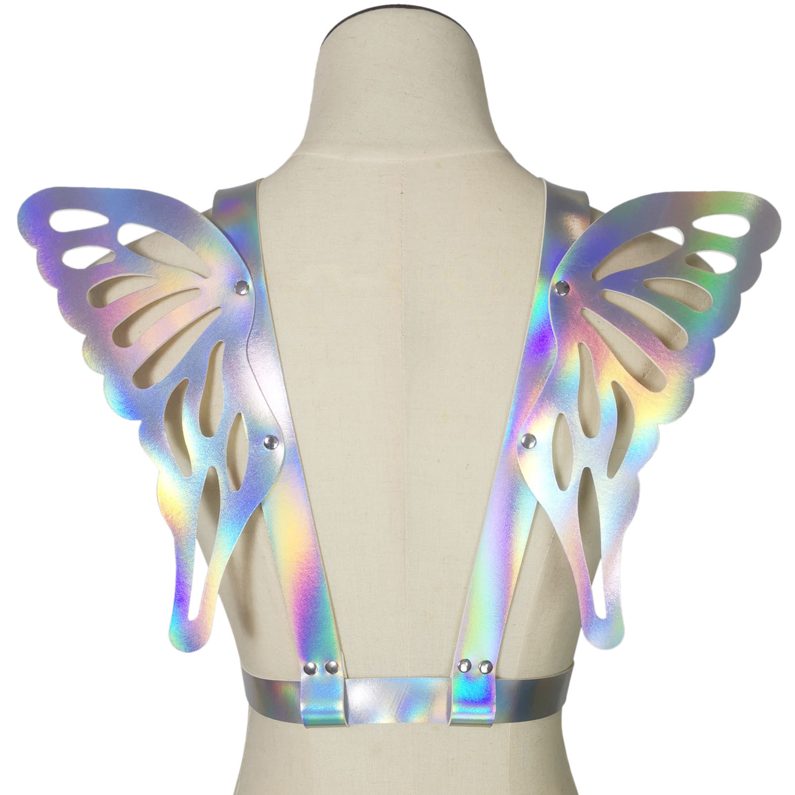 Cross-border europeu e americano novo couro do plutônio anjo borboleta asas cinta laser colorido reflexivo corpo cinto alça de ombro