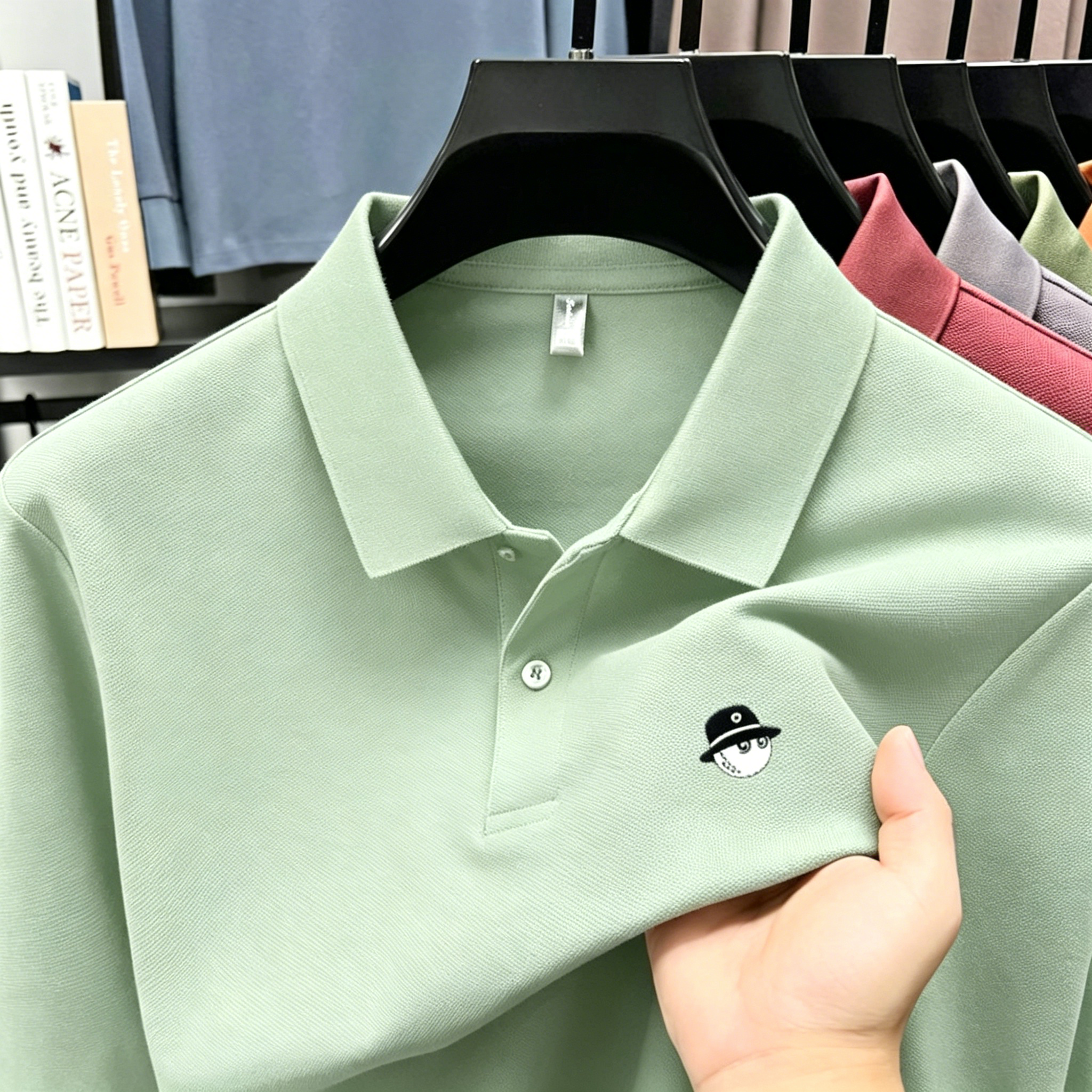 Polo da Golf Estiva di Alta Qualità per Uomo, Manica Corta con Colletto, Tinta Unita, Traspirante, Casual da Ufficio, Abbigliamento Maschile di Alta Qualità