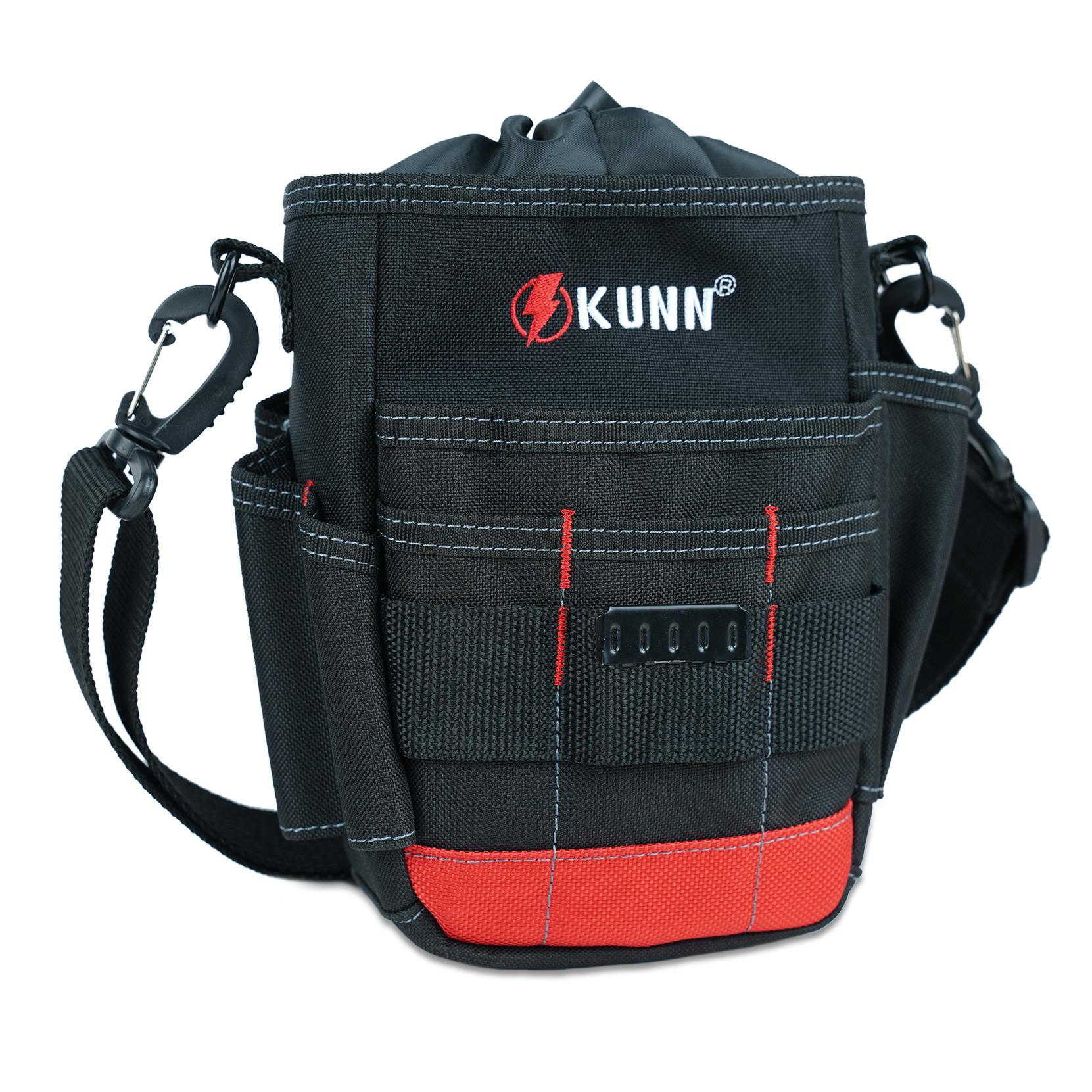 Kunn pequena bolsa de ferramentas para eletricista, bolsa utilitária com zíper, bolsa de cinto de ferramentas com fecho de cordão superior compacto com ombro ajustável