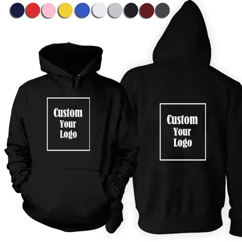 Men Sports Women Casual Hoodies Customize Your Logo Solid Color Pocket Hooded Fitness Fashio Unisex Pullovers Basic Sweatshirts