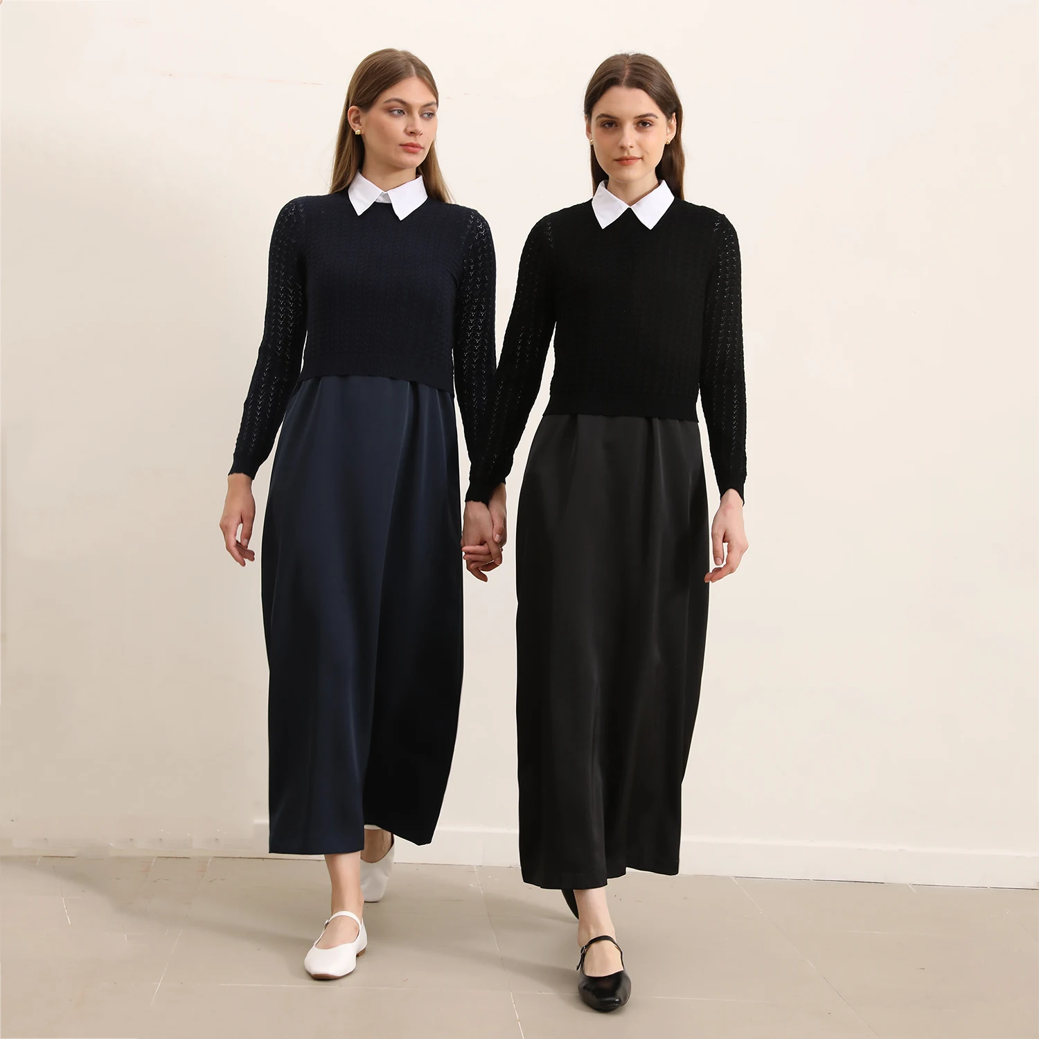AP-vestido sin mangas de satén para mujer, suéter hueco, ropa elegante de moda, otoño e invierno, 2025