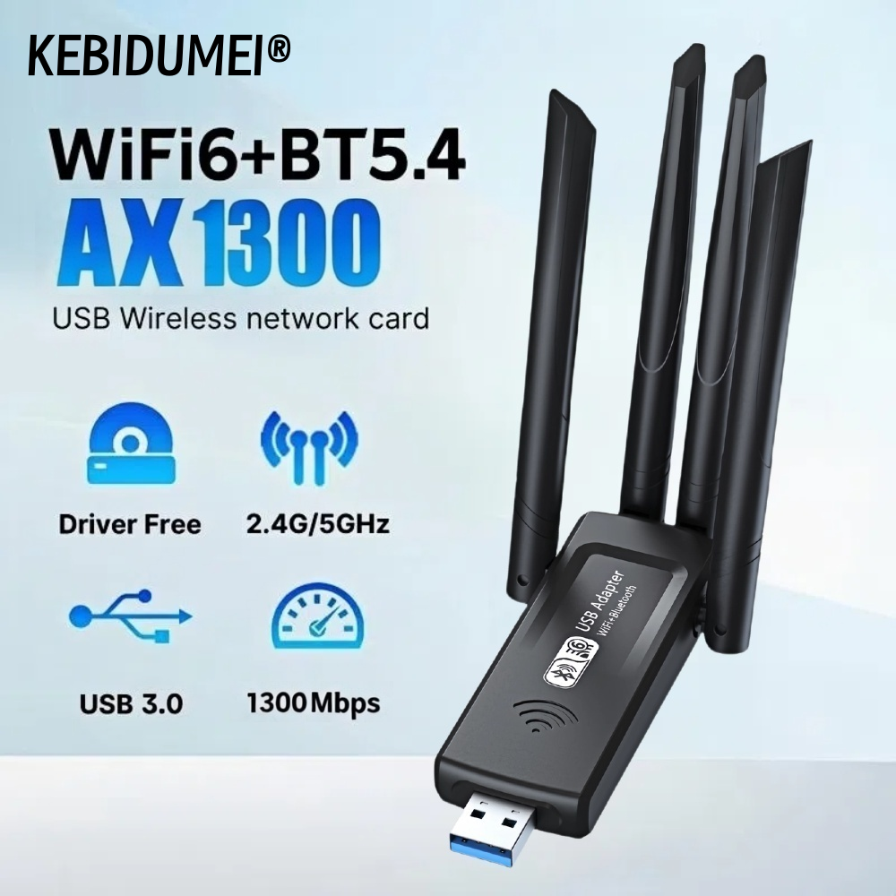 Сетевая карта Wi-Fi 1300 Мбит/с 2,4G/5Ghz Bluetooth 5,4 Wi-Fi ключ AX1300 USB 4-антенный беспроводной приемник для ПК/драйвера ноутбука бесплатно
