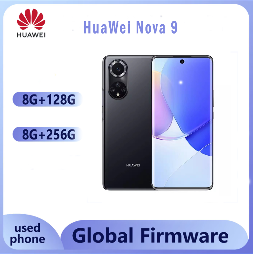Huawei Nova 9 smartphone 50MP Rear Camera 32MP Front Camera 120Hz Screen Fingerprint Unlock 4300mA h used phone