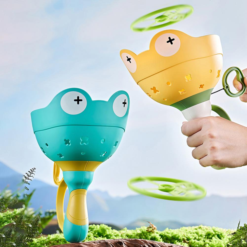 Lanzador de disco de platillo volador para niños, juguetes voladores, cuerda de tracción, captura de lanzamiento de OVNI, hélice deportiva al aire libre, juguetes para niños, regalo para niño y niña